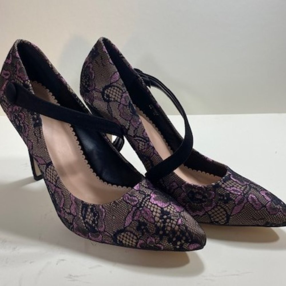 Devany Pink with Black Lace Heels